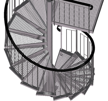 Caillebotis escalier helicoidal